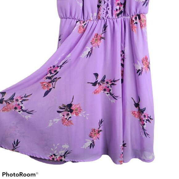 Blue Rain Lavender Purple Floral Halter MiDi Dress - Picture 4 of 7